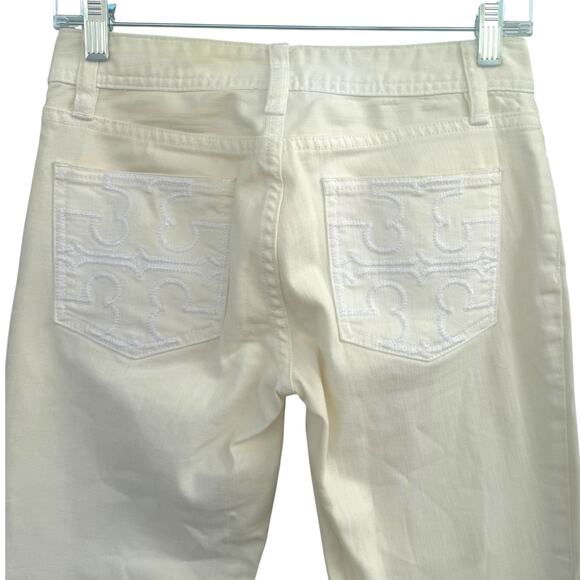 Tory Burch Cropped Slim Bootcut Denim Pants Low Rise Jeans Women Sz 25 Y2k - Picture 3 of 9